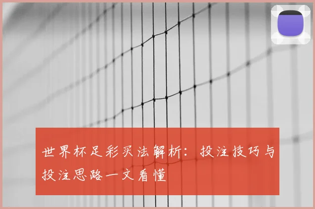 世界杯足彩买法解析:投注技巧与投注思路一文看懂